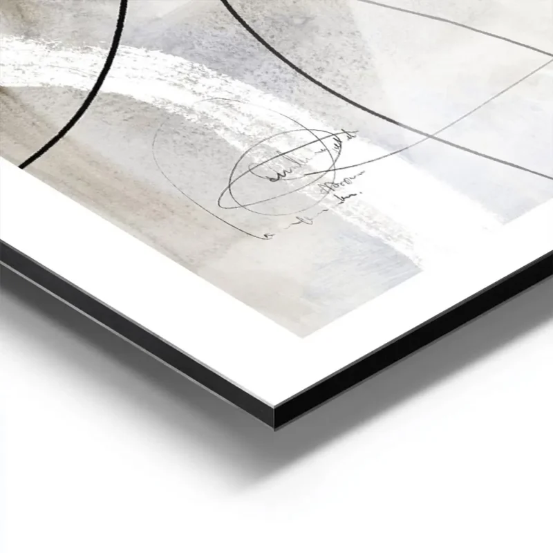 affiche abstraite gris beige avec des lignes noires et blanches evoquant une fig aluminium.webp