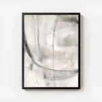 affiche abstraite gris blanc avec des coups de pinceau visibles et des lignes no avec cadre.webp