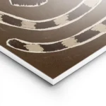 affiche abstraite marron avec un motif floral stylise et une spirale rayee beige lightpanel.webp