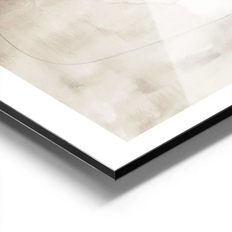 affiche abstraite minimaliste aux tons beiges et bruns avec des lignes de crayon aluminium.webp