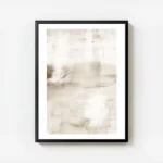 affiche abstraite minimaliste aux tons beiges et bruns avec des lignes de crayon avec cadre.webp