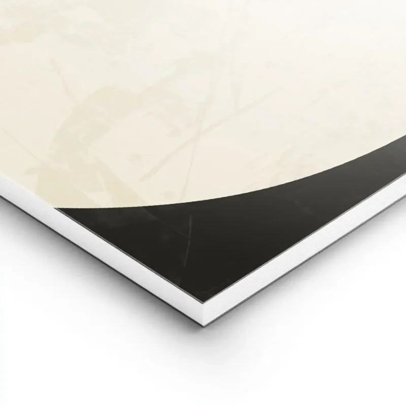 affiche abstraite minimaliste avec des formes courbes beiges sur fond noir textu lightpanel.webp