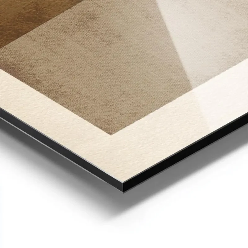 affiche abstraite minimaliste avec deux rectangles superposes un en texture cuir aluminium.webp
