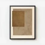 affiche abstraite minimaliste avec deux rectangles superposes un en texture cuir avec cadre.webp