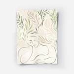 affiche abstraite minimaliste dun portrait en vert et brun avec des feuilles sty.webp
