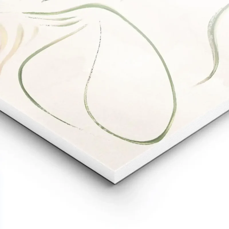 affiche abstraite minimaliste dun portrait en vert et brun avec des feuilles sty lightpanel.webp