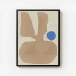 affiche abstraite minimaliste expressive aux formes organiques beige et boule bl avec cadre.webp