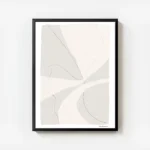 affiche abstraite moderne en tons beiges et gris avec des formes organiques et d avec cadre.webp