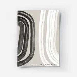 affiche abstraite noir et blanc avec des formes epaisses et organiques sur un fo.webp