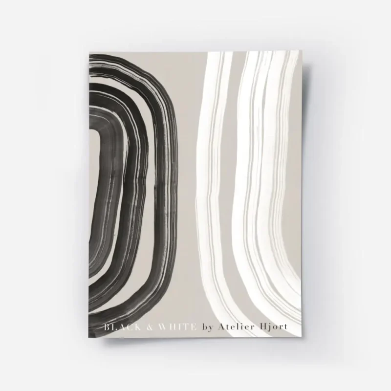 affiche abstraite noir et blanc avec des formes epaisses et organiques sur un fo.webp