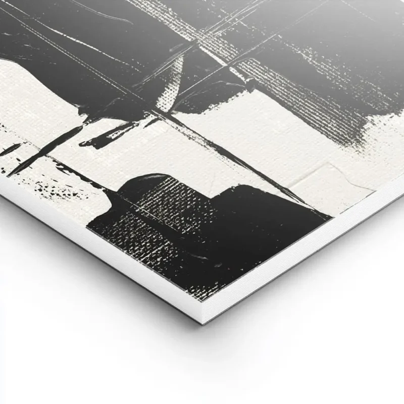 affiche abstraite noir et blanc avec des formes organiques et des coups de pince lightpanel.webp