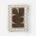 affiche abstraite peinte a la main avec formes organiques marron sur fond beige .webp
