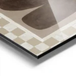 affiche abstraite peinte a la main avec formes organiques marron sur fond beige aluminium.webp