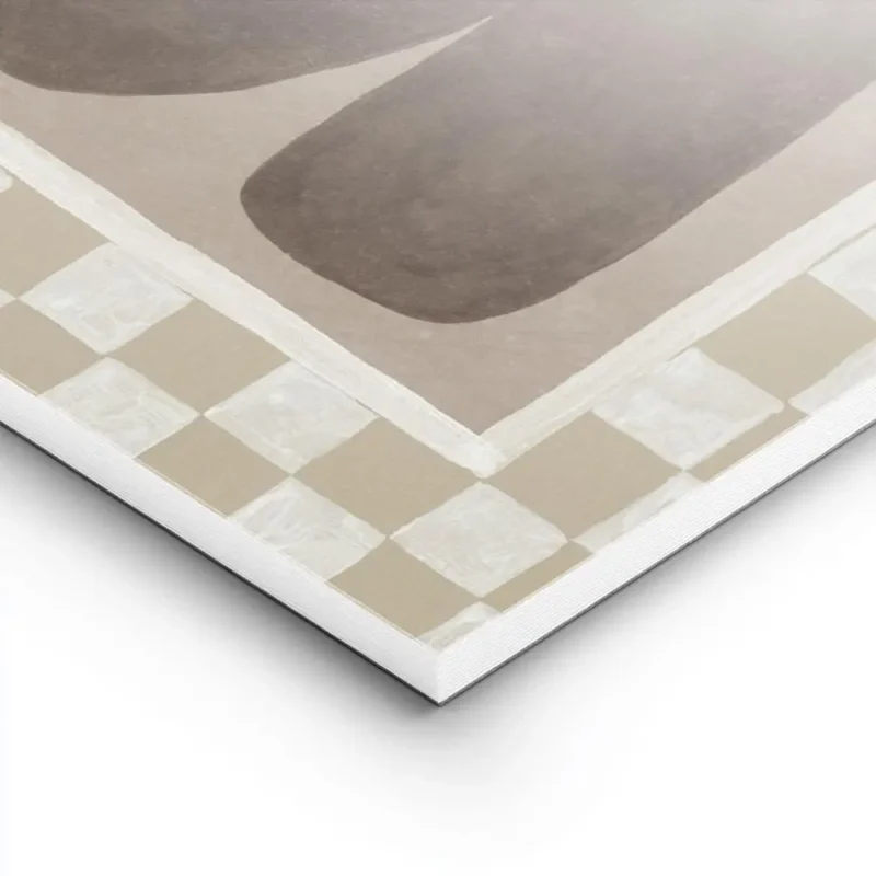 affiche abstraite peinte a la main avec formes organiques marron sur fond beige lightpanel.webp
