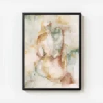 affiche abstraite representant une silhouette feminine aux teintes naturelles de avec cadre.webp