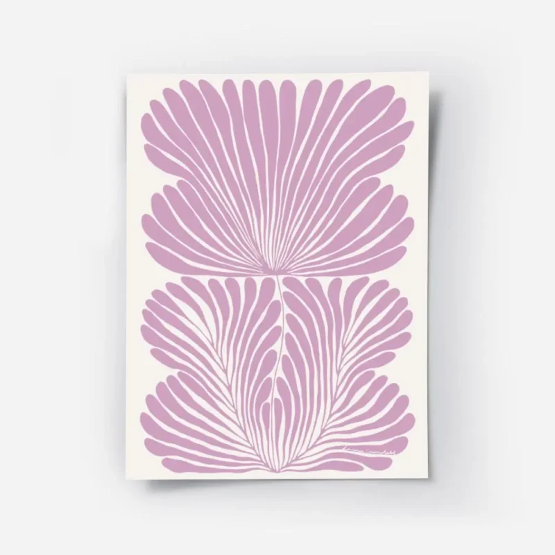 affiche abstraite rose pastel avec des formes organiques de fleur stylisees sur .webp