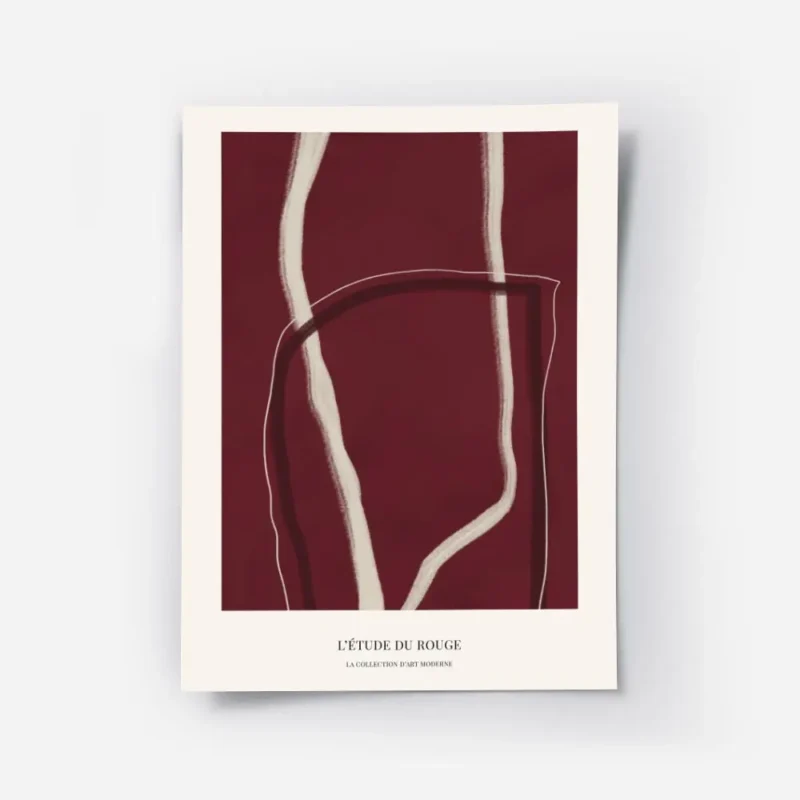 affiche abstraite rouge no1 avec des lignes claires sur fond rouge fonce et text.webp