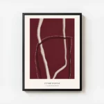 affiche abstraite rouge no1 avec des lignes claires sur fond rouge fonce et text avec cadre.webp