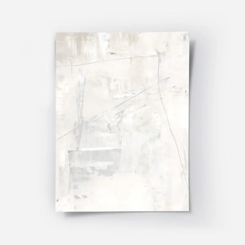 affiche abstraite texture acrylique blanc et beige clair avec des lignes fines e.webp