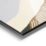 affiche abstraite tons beige vert et marron avec formes ondulees et typographie aluminium.webp