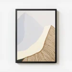 affiche abstraite tons beige vert et marron avec formes ondulees et typographie avec cadre.webp