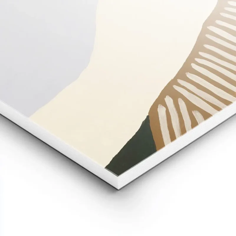 affiche abstraite tons beige vert et marron avec formes ondulees et typographie lightpanel.webp