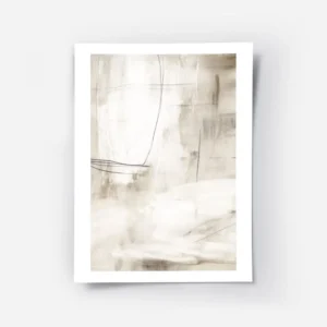 affiche abstraite tons terreux avec des traits fins de graphite aspect texture.webp