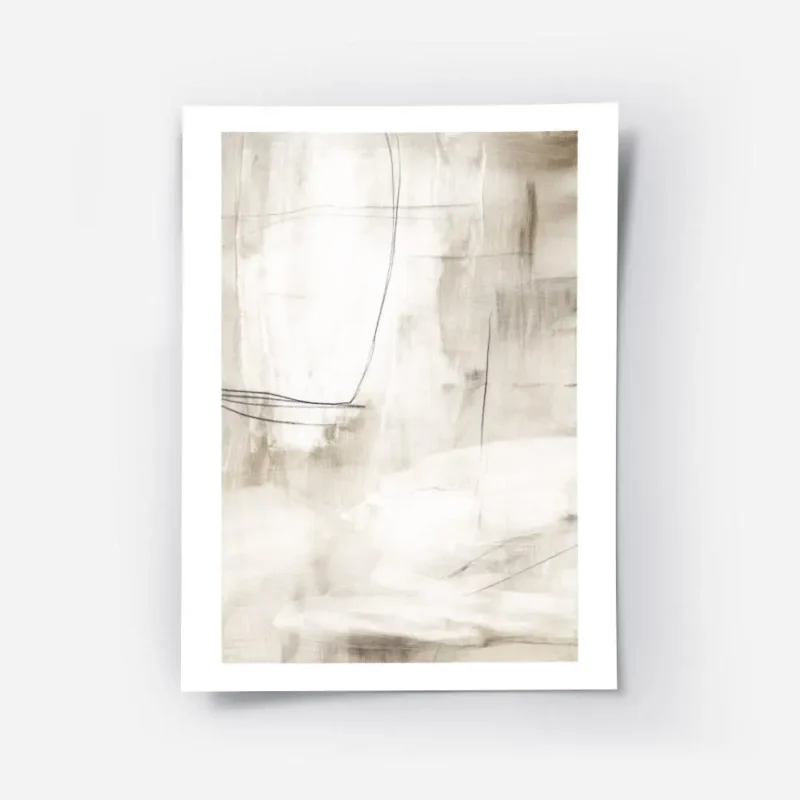 affiche abstraite tons terreux avec des traits fins de graphite aspect texture.webp