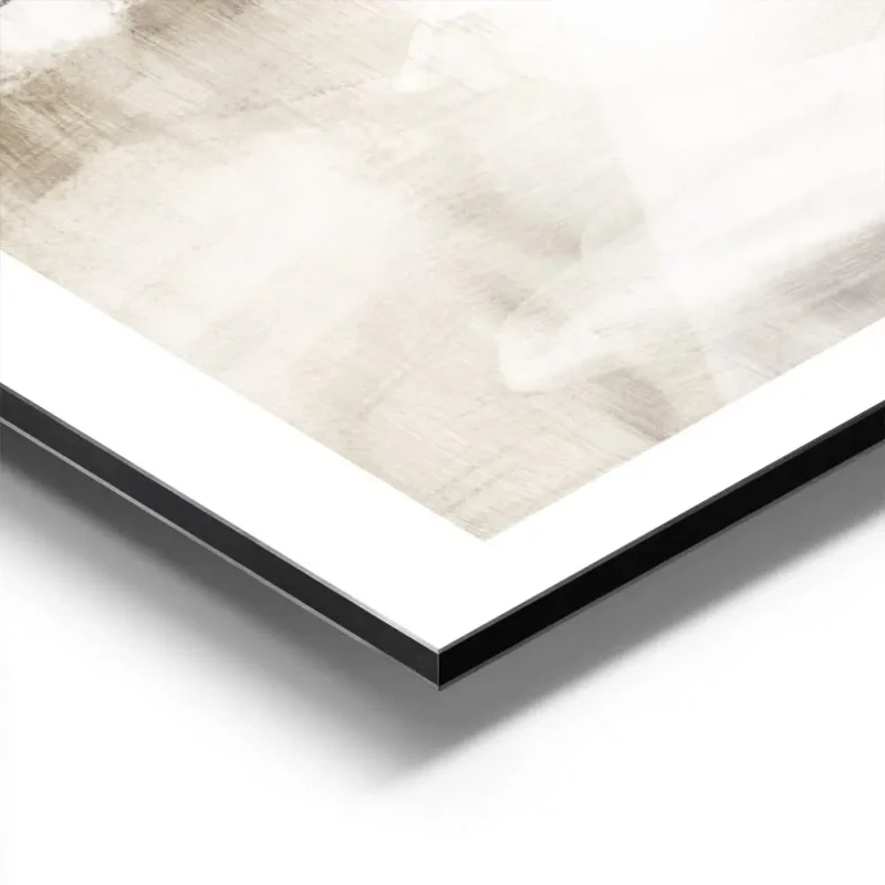 affiche abstraite tons terreux avec des traits fins de graphite aspect texture aluminium.webp