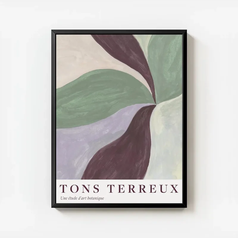 affiche abstraite tons terreux no1 formes superposees aux teintes terreuses aspe avec cadre.webp