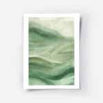 affiche abstraite vert foret avec des coups de pinceau creant des vagues.webp