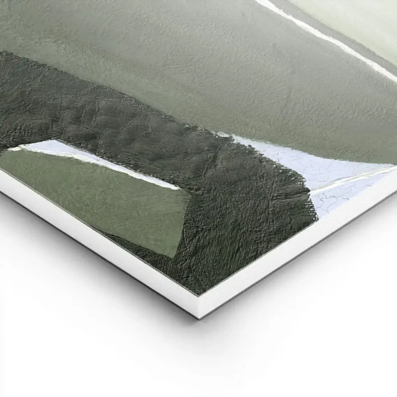affiche abstraite vert foret et pistache avec des formes organiques et des ligne lightpanel.webp
