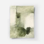 affiche abstraite vert olive et vert fonce avec des formes organiques et des lig.webp
