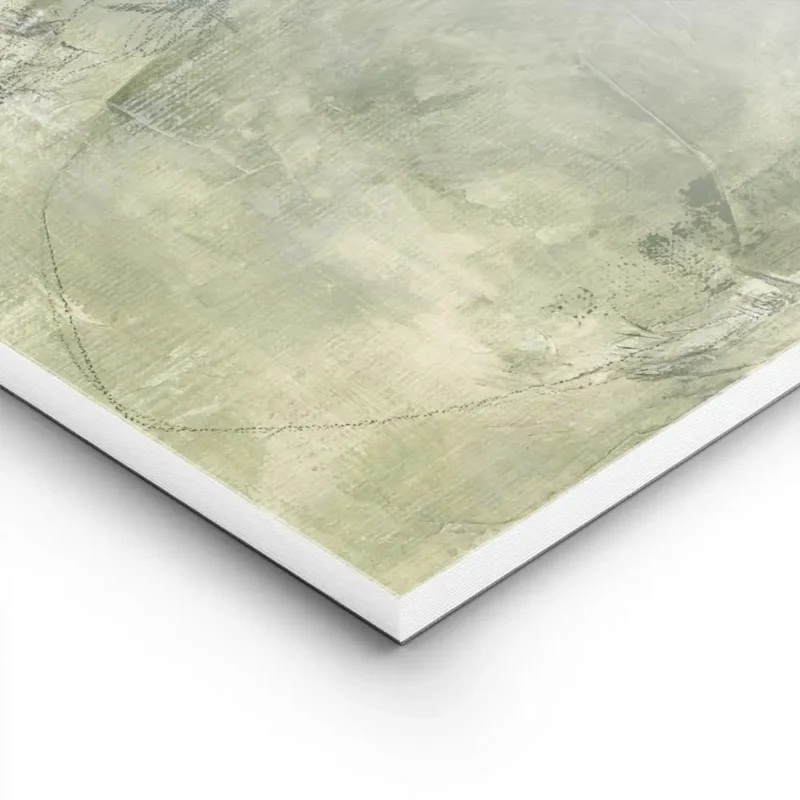 affiche abstraite vert olive et vert fonce avec des formes organiques et des lig lightpanel.webp