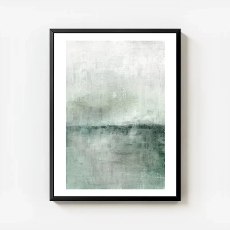 affiche abstraite verte avec degrade de couleurs et texture brossee evoquant un avec cadre.webp