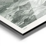 affiche abstraite waves in green mer tumultueuse aux coups de pinceau dynamiques aluminium.webp