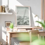 affiche abstraite waves in green mer tumultueuse aux coups de pinceau dynamiques bureau.webp