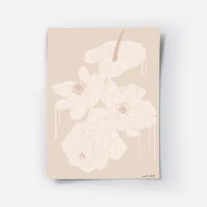 affiche adele naidoo illustration de fleur monochrome aux traits fins sur fond b.webp