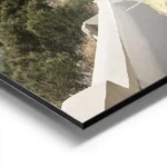 affiche amalfi drive avec voiture fiat jaune retro cote mediterraneenne et typog aluminium.webp