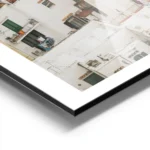 affiche amalfi living maisons blanches aux toits de tuiles rouges fenetres verte aluminium.webp