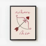 affiche amore mio avec typographie rose et arc de cupidon fleche avec c ur roman avec cadre.webp