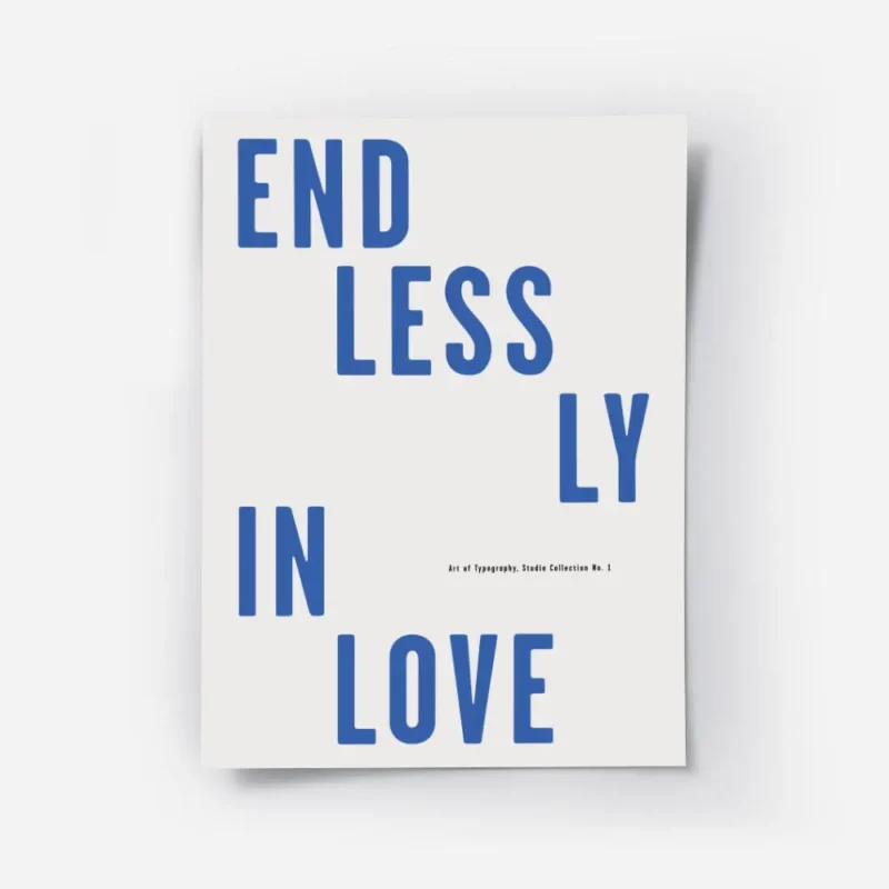 affiche amour avec texte bleu endlessly in love sur fond blanc typographie moder.webp