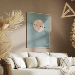 affiche apaisante doiseaux noirs sur un fil electrique devant une pleine lune ro salon.webp