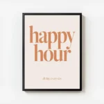 affiche apero de typographie pechue avec texte happy hour en gras et all day eve avec cadre.webp