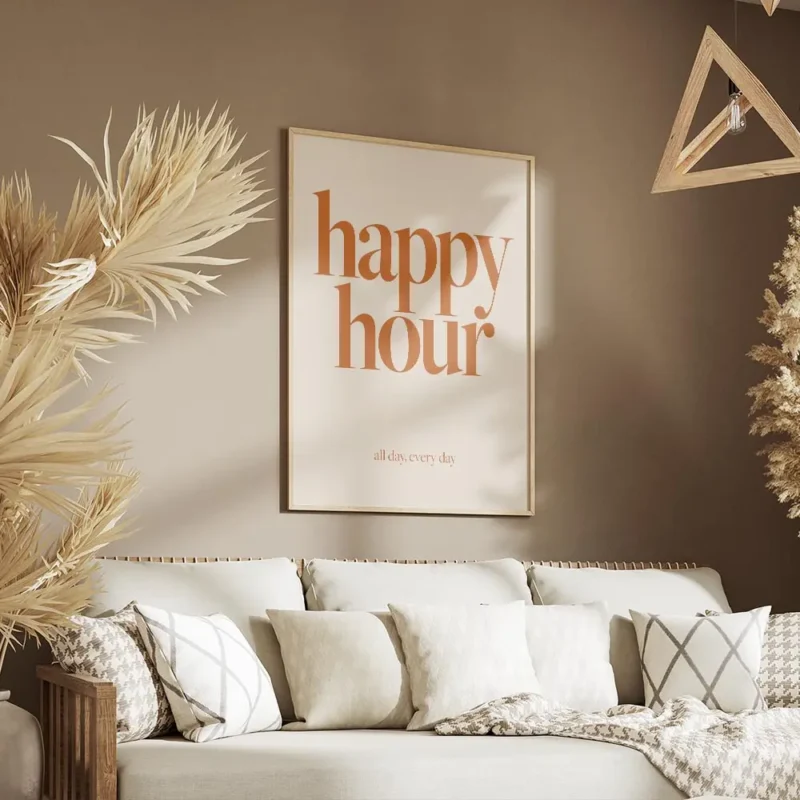 affiche apero de typographie pechue avec texte happy hour en gras et all day eve salon.webp