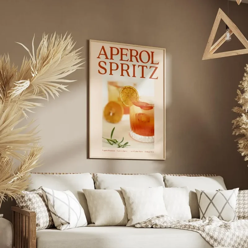 affiche aperol spritz authentique avec deux verres a cocktail texte orange vif e salon.webp