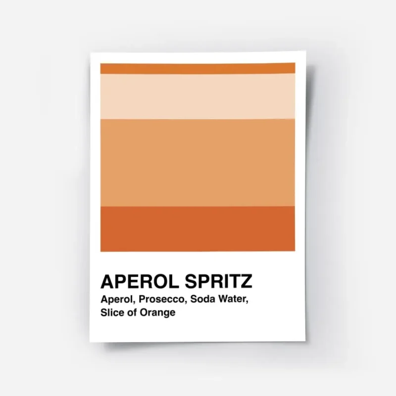 affiche aperol spritz blanche avec des blocs de couleur orange et la typographie.webp