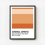 affiche aperol spritz blanche avec des blocs de couleur orange et la typographie avec cadre.webp