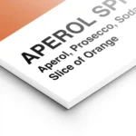 affiche aperol spritz blanche avec des blocs de couleur orange et la typographie lightpanel.webp