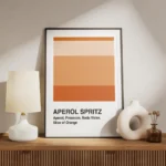 affiche aperol spritz blanche avec des blocs de couleur orange et la typographie meuble.webp